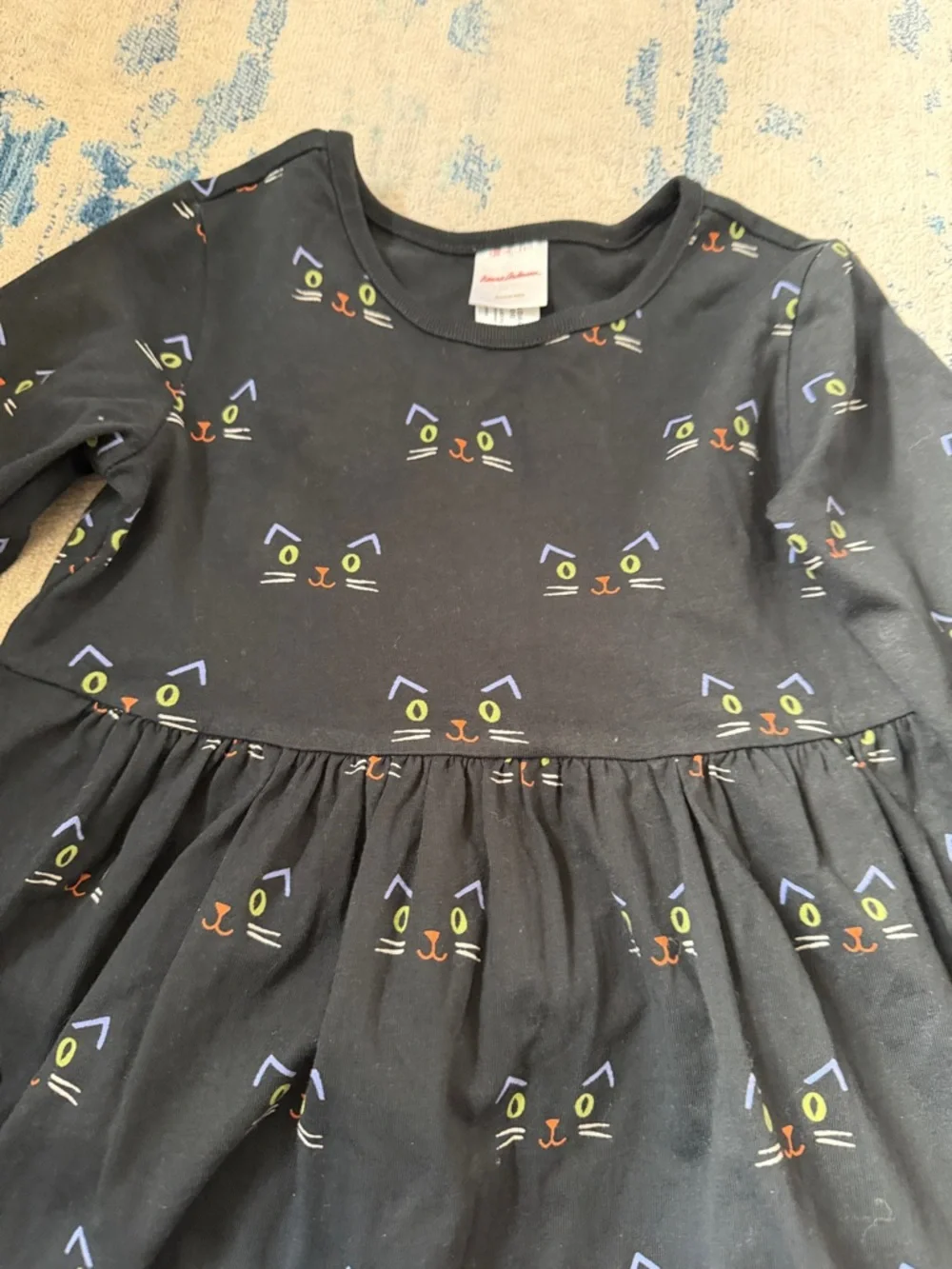 Hanna Andersson Black Long-Sleeve Cat Face Print Dress - Picture 5 of 7